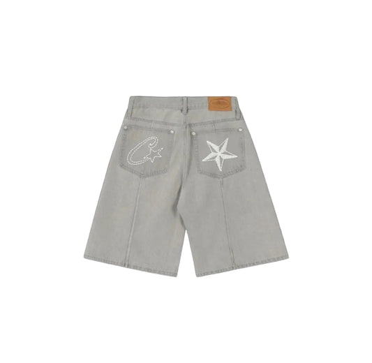 Corteiz C- Star Denim Shorts Faded