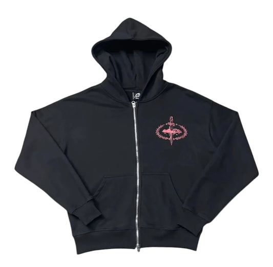 Corteiz x Slaughter Gang 21 Savage Zip Up Hoodie Black