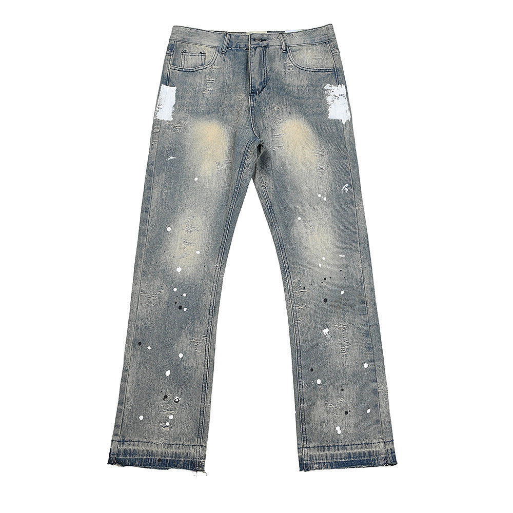 Gallery Dept. Vintage Grey Paint Splatter Straight Jeans