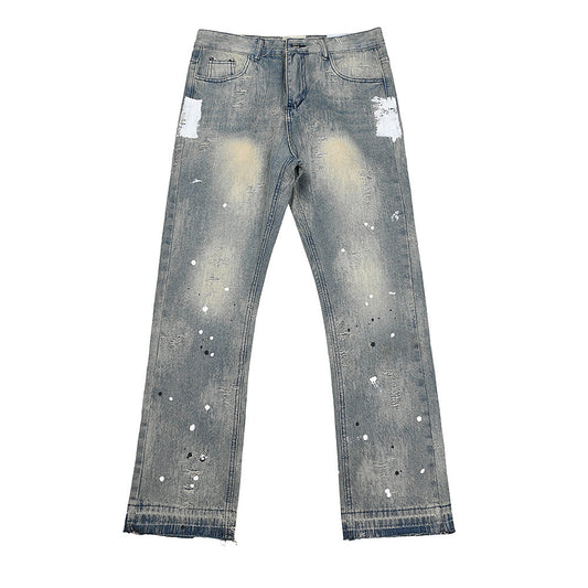 Gallery Dept. Vintage Grey Paint Splatter Straight Jeans