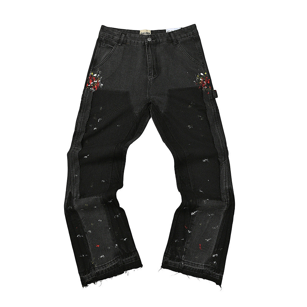 Gallery Dept. Black Floral Paint Carpenter Jeans