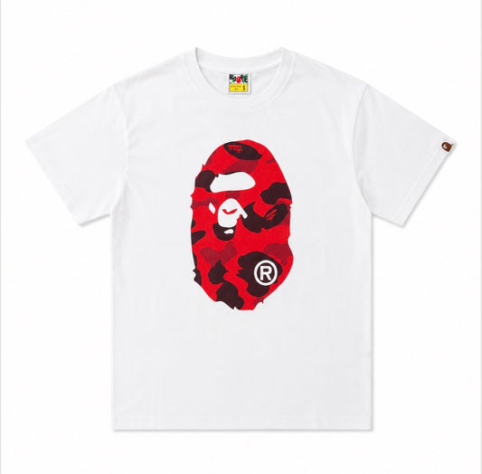 Bape Color Camo Big Ape Head T- Shirt White/Red