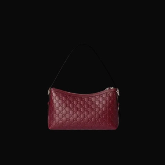 Gucci Burgundy Small GG Embelen Shoulder Bag