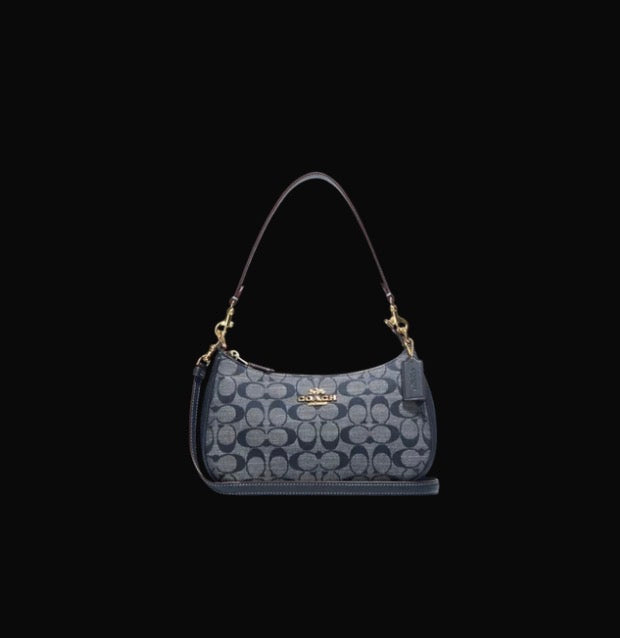 Coach Blue Canvas And Leather Teri Shoulder Bag Coach