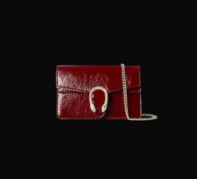 Gucci Dionysus Super Mini Bag Rosso Ancora in Patent Leather