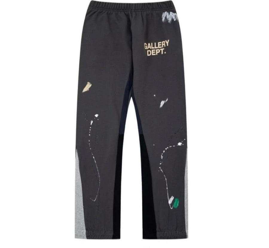 Gallery Dept Logo Paint Splatter Sweatpants Dark Grey