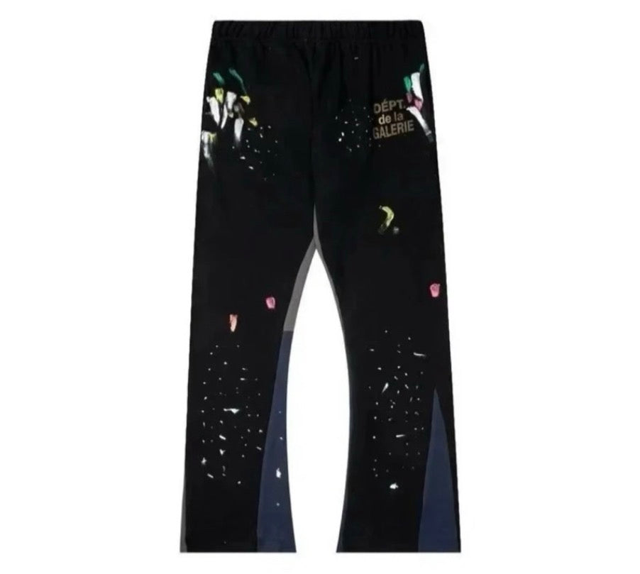 Gallery Dept Logo Paint Splatter Sweatpants Black