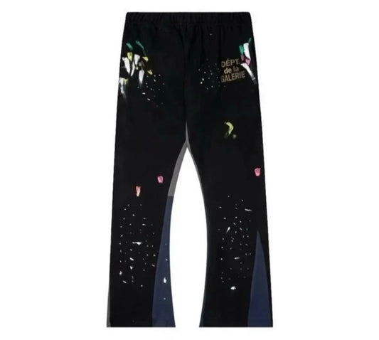 Gallery Dept Logo Paint Splatter Sweatpants Black